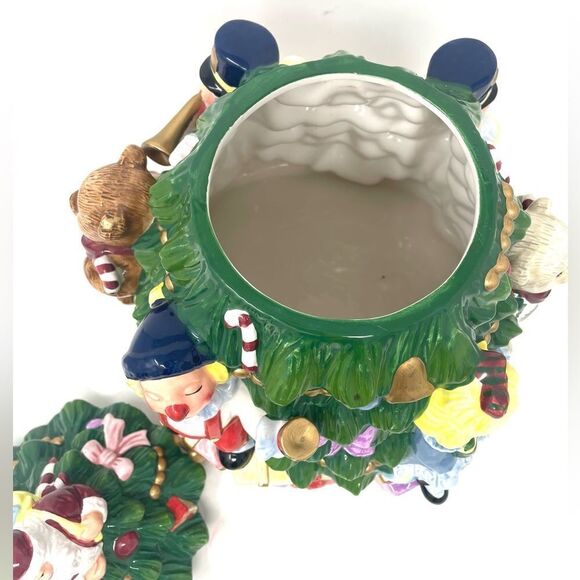 Spode Christmas Tree Hand Painted Cookie Jar NIB “Toys Around The Tree” - Picture 5 of 7